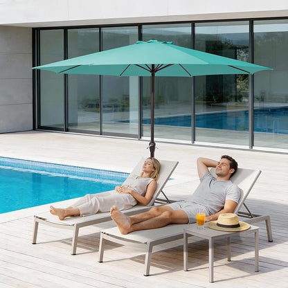 MEWAY 12ft Patio Umbrella Outdoor Table Umbrellas with Crank, Market Umbrella 8 Sturdy Ribs for Deck, Garden, Pool and Backyard, Teal