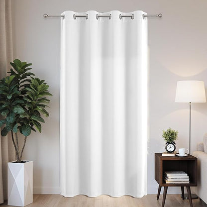 Joydeco Blackout Patio Sliding Door Curtains 90 Inches Long, Grommet Privacy Room Divider Curtains, Extra Wide Thermal Blackout Drapes for Bedroom Living Room (Pure White, 60Wx90L, 1 Panel)