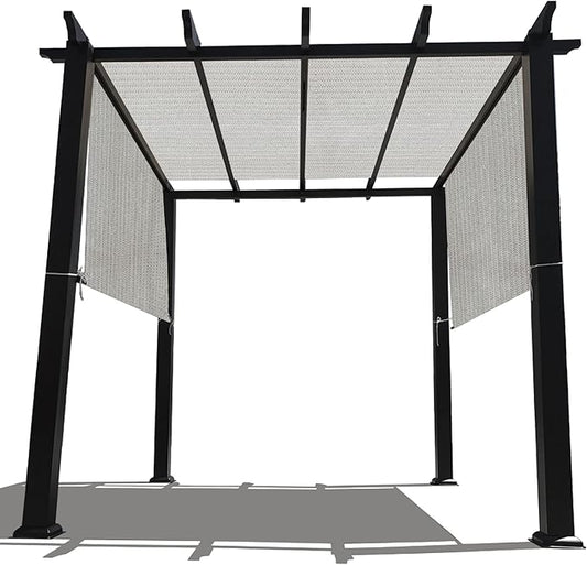 Universal Pergola Replacement Canopy Shade Cover with Breathable HDPE Fabric & Rod Pockets for 10 x 10 FT Pergola, Canopy Size: 192'' L x 106'' W (Smoke Tan)