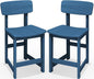 SERWALL Outdoor Bar Stools Set of 2, All Weather HDPE 25" Counter Height Bar Stools with Back, Outdoor Armless Barstools for Patio, Garden, Backyard, Balcony, Poolside, Blue