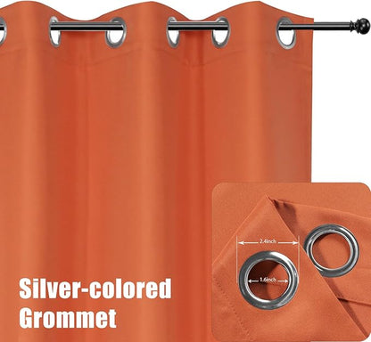BONZER Waterproof Indoor/Outdoor Curtains for Patio Thick Privacy Grommet Curtains for Bedroom, Living Room, Porch, Pergola, Cabana, 1 Panel, 84W x 84L inch, Mecca Orange