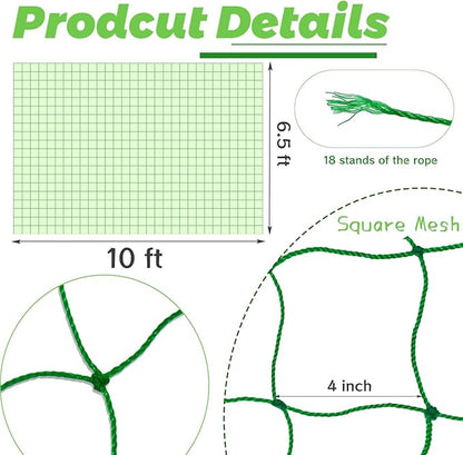 6.5x10FT Plant Trellis Netting,Garden Climbing Grow Net Heavy Duty Polyester Square Mesh Nets for Vining Plant,Tomato,Cucumber,Grape,Fruits,Vegetable