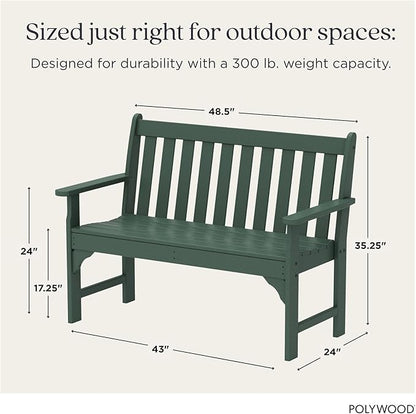POLYWOOD Vineyard 48" Outdoor Patio Bench, Green