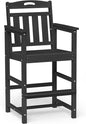 Ciokea Heavy Duty Bar Height Chair, 380lbs Outdoor Adirondack Tall Bar Chair Patio Stool with Arms & High Back, Heavy Duty All-Weather for Balcony, Poolside, Deck and Garden, Black