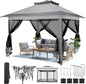 COBIZI 11x11 Pop Up Gazebo Canopy Tent Easy Up Outdoor Gazebo Waterproof Upgrade Portable Gazebo with Mosquito Nettings, Double Vented Roof and Carry Bag for Patio Garden Lawn(Gray)