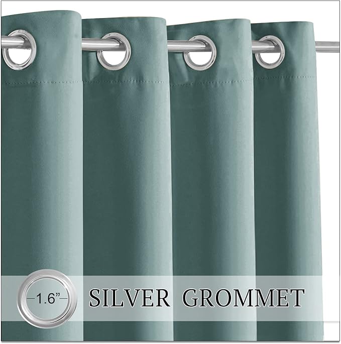 RYB HOME Outdoor Curtains for Patio, Waterproof Blackout UV Protection Outside Decor for Porch Swimming Pool Hut Garden Pavilion Pop Up Tent Pergola Balcony, W 52 x L 84, 1 Panel, Greyish Blue