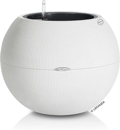 Lechuza Puro Color 50 White, Self-Watering Large Round Planter, D19.7 H15.4 in