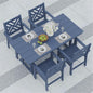 5-Piece Outdoor Dining Set, HDPE All-Weather Patio Table and Chairs Set for 4, Outdoor Patio Furniture Sets with Umbrella Hole for Outside, Deck, Backyard, Garden (Navy Blue)