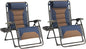 Zero Gravity Chair Set of 2 Oversized Padded Recliner with Adjustable Headrest & Cup Holder - 600D Oxford Folding Lounge Chair for Outdoor Camping, Patio, Poolside (Brown & Blue)