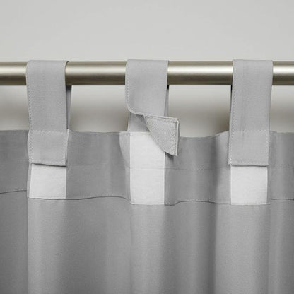 Exclusive Home Cabana Solid Indoor/Outdoor Light Filtering Hook-and-Loop Tab Top Curtain Panel Pair, 54"x63", Cloud Grey