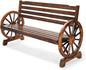 VINGLI Rustic Wooden Wheel Bench Outdoor Bench, Patio Bench Wagon Slatted Seat, Garden Benches for Outdoors 350lbs High Capacity, Weather Resistance (Rustic, 55in)