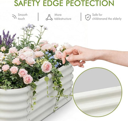 2-Pack 4x1.5ft Galvanized Raised Garden Bed, Outdoor Planter Bed, Metal Planter Box for Gardening and Planting,Milk White