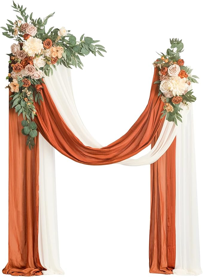 Artificial Flowers Wedding Arch Swag Kit, Terracotta Orange, 4-Piece