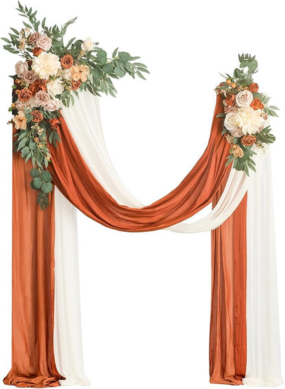 Artificial Flowers Wedding Arch Swag Kit, Terracotta Orange, 4-Piece
