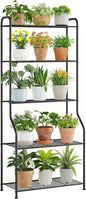 5-Tier Corner Plant Stand, Metal Black Flower Pot Rack, Indoor Outdoor Heavy Duty Shelf (Black, 5 Tier)