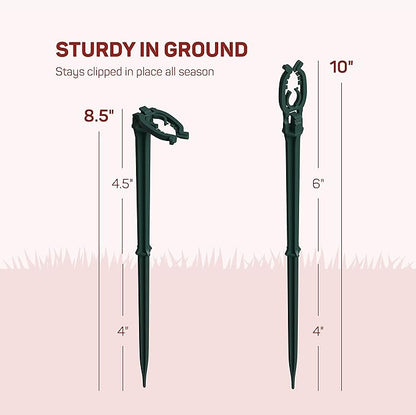 Christmas Light Yard Stakes [Set of 100] Outdoor Light Stakes - 8.5" Tall - Universal Christmas Pathway Lights On Yards, Driveways - Christmas Yard Stakes - USA Made