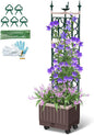 Raised Garden Bed Planter Boxes with Trellis,61.4" Self-Watering Trellis with Planter Box for Climbing Plants Flowers Vegetables with Wheels,Use for Indoor Outdoor
