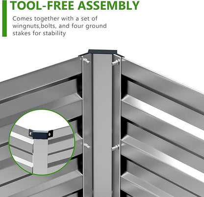 2PCS 6x3x1ft Galvanized Raised Garden Bed Kit,Metal Planter Box for Vegetables,Flowers,Herbs Durable Rust-Resistant Patio Gardening Beds,Silver