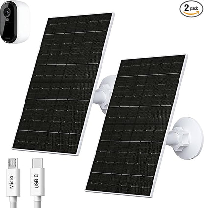 7W Solar Panel for Arlo Essential 2K (2nd Gen), Essential XL & Spotlight Cameras, USB-C Solar Charger for 5V Battery Cameras, IP66 Waterproof, 360° Adjustable Mount, 9.8ft Cable, 2 Pack