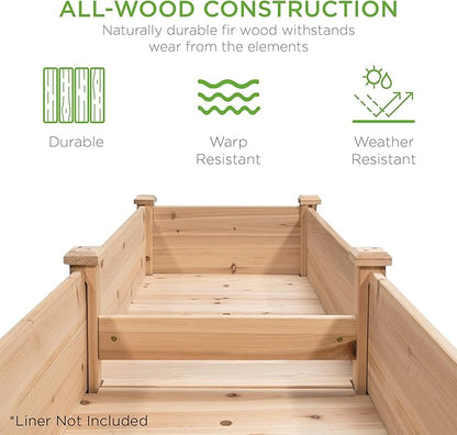 Best Choice Products 72x24x30in Raised Garden Bed, Elevated Wood Planter Box Stand for Backyard, Patio, Balcony w/Divider Panel, 6 Legs, 300lb Capacity - Natural