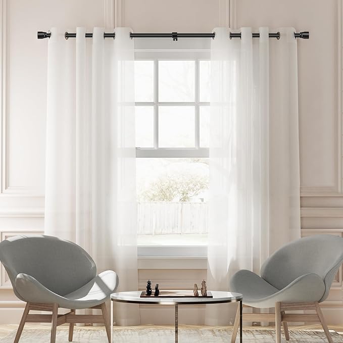 1” Diameter Curtain Rods Itself is 30 to 240 inch 1 Pack Fit 30-234 inch Window with Heavy Duty Adjustable Rod Matte Black Splicing Metal Extra Long Curtain Rod for Windows