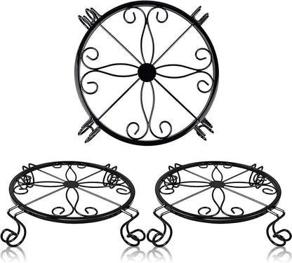 Metal Plant Stand Indoor/Outdoor, Low Corner Plant Stand, Decoration Small Plant Holders for Home, Anti-Rust Iron Heavy Duty Plant Holders, Flower Pot Rack Display Shelf, Black (3 Pack)