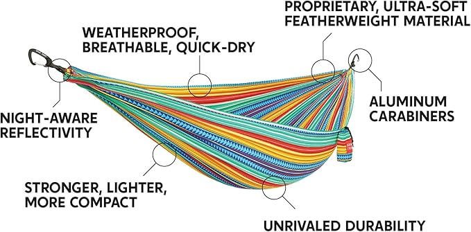 GRAND TRUNK TrunkTech Double Hammock | Ultra-Strong & Lightweight | 11 ft Hammock with Ripstop Nylon | 500 lb Capacity | Fast-Drying & Weather-Resistant | Vista