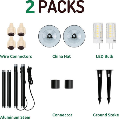 Lumina Lighting® 3W Landscape Lighting 12V Landscape Lights Low Voltage Landscape Path Lights Warm White Waterproof Outdoor Replaceable G4 LED Bulb for Garden Pathway Lawn Yard (Black, 2-Pack)