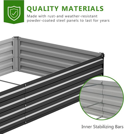 2PCS 7x3x1ft Galvanized Raised Garden Bed Kit, Galvanized Planter Raised Garden Boxes Outdoor, Large Metal Raised Garden Beds for Vegetables,Black