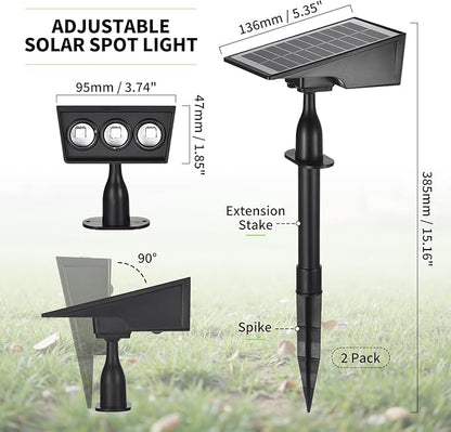 Solar Spot Lights Outdoor, RGB Solar Landscape Spotlights IP65 Waterproof Adjustable Light House Lights Colorful Spot Light for Yard Garden Pathway (2)