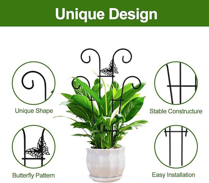 Coomin 14.5 Butterfly Indoor Plant Trellis for Potted Plants, Small Metal House Plant Trellis for Climbing Plants, Climber Plant Support for Hoya Pothos Ivy, 2p