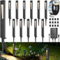 SUNVIE All-In-One LED Low Voltage Landscape Lighting Kit 12 Pack Low Voltage Pathway Lights with 60W Transformer ETL Listed 100FT Wire for Path Garden, Waterproof Pathway Lights Wired, 3000K, Aluminum