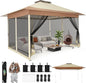 C0BIZI Gazebo 10x15 Pop up Canopy,Gazebos on Clearance-Canopy Tent with Mosquito Netting for Lawn,Garden,Backyard & Patio-Outdoor Tent-Water Resistant and UPF50+ (Khaki)