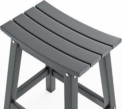 VINGLI 24 Inch Outdoor Bar Stools Set of 4, HDPE Weather Resistance Counter Height Bar Stools Durable Heavy Duty Patio Chairs for Bar Deck Balcony Kitchen Counter and Yard (Gray, 24 Inch 4 PC)
