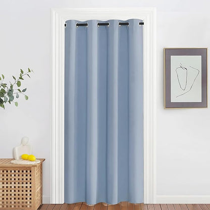 NICETOWN Blackout Doorway Curtain Drape 78 inch Long - Grommet Noise Reducing Thermal Insulated Solid Modern Window Treatments for Bedroom Closet (1 Panel, 52 x 78 Inch, Vintage Blue)