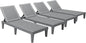 Devoko Outdoor Chaise Lounge Chair Set of 4 for Outside Pool Patio, Adjustable Waterproof Easy Assembly Chaise Lounge Outdoor (Light Grey, Set of 4)