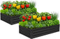 2 Pack 6x3x1FT Galvanized Raised Garden Beds Kit Outdoor Metal Gardening Planter Box for Vegetable Elevated Flower Herbs,Black