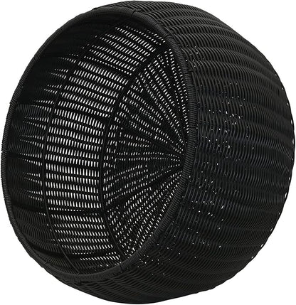Household Essentials Handwoven Resin Storage Stool Ottoman, Black