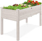 Best Choice Products 48x24x30in Raised Garden Bed, Elevated Wood Planter Box Stand for Backyard, Patio, Balcony w/Bed Liner, 200lb Capacity - White