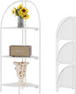 Crofy Foldable 3 Tier Corner Shelf, Metal Corner Plant Stand with White Frame and White Shelves, Corner Display Rack Multipurpose Shelving Unit for Living Room, Bedroom, Bathroom