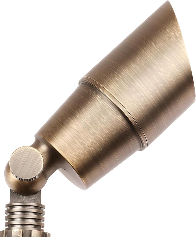 PARTPHONER Solid Brass Low Voltage Landscape Lighting, Wired 12V LED Landscape Spotlights with Aluminum Housing MR16 Bulb, Heavy Duty Outdoor Waterproof Up Lights for Garden, Yard, Trees, 12Pack