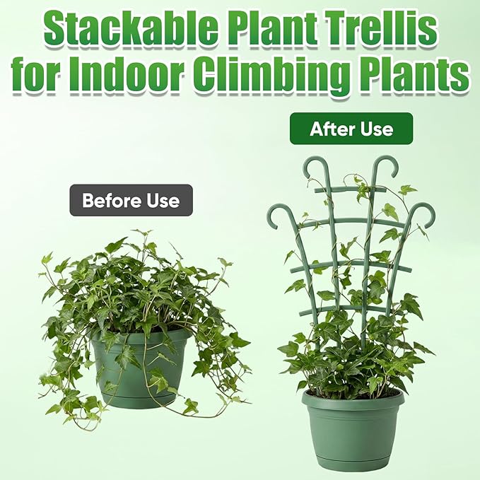 Plant Support Stakes,Stackable Plant Trellis for Indoor Climbing Plants,Small Plant Climbing Trellis for Potted Plants Plastic Climbing,Potted Plant Trellis for Houseplants (6PCS)