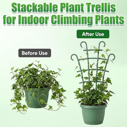 Plant Support Stakes,Stackable Plant Trellis for Indoor Climbing Plants,Small Plant Climbing Trellis for Potted Plants Plastic Climbing,Potted Plant Trellis for Houseplants (6PCS)