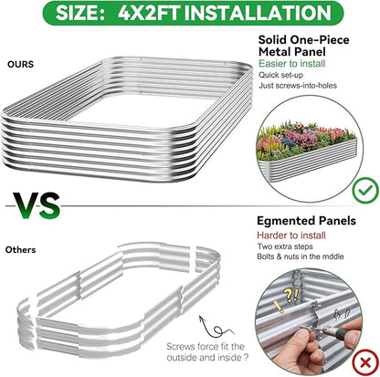3 Pack Corrugated Galvanized Steel Raised Garden Bed Outdoor, Metal Above Ground Garden Bed for Vegetables and Flowers, Raised Beds for Gardening-4x2FT