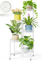 Metal Plant Stand Indoor Outdoor, 5 Tier Tall Flower Pot Holder Potted Display Rack Shelf, Heavy Duty Corner Plant Shelf for Patio Garden Balcony Living Room Bedroom - WhiteWave