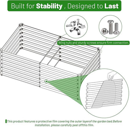 SnugNiture Galvanized Raised Garden Bed 6x3x2FT Outdoor Large Metal Planter Box Steel Kit for Planting Vegetables, Flowers, Beige White