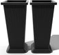 FENCY Set of 2 Tall Planters for Outdoor Plants, 24 Inch Large Tapered Pots with Drainage Trays, Weather-Resistant Plastic Plant Containers for Patio, Porch, Garden, Front Door Decor,Black,Striped