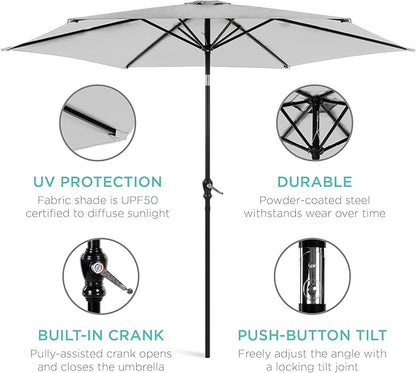 Best Choice Products 10ft Outdoor Table Compatible Steel Polyester Market Patio Umbrella w/Crank and Easy Push Button Tilt