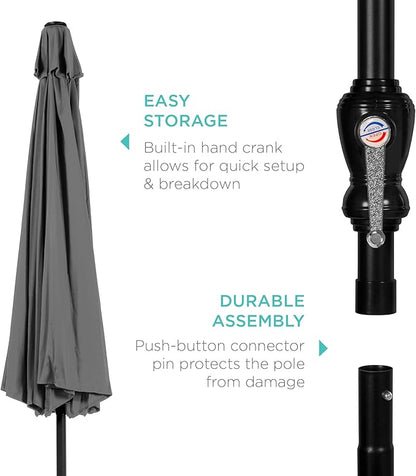 Best Choice Products 10ft Outdoor Table Compatible Steel Polyester Market Patio Umbrella w/Crank and Easy Push Button Tilt