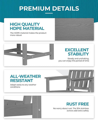 Ciokea HDPE Outdoor Dining Table with Umbrella Hole,66" Rectangle Patio Table for 6,All-Weather Outdoor Patio Furniture Set for Garden Backyard,Grey